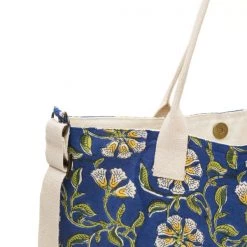Matr Boomie Global Fair Trade Gifts Kalini Multi-Purpose Tote - Indigo & Lime Handcrafted In India