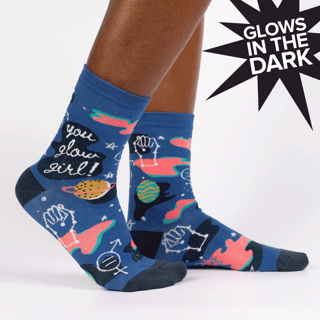 Sock It To Me You Glow Girl Women's Crew Socks Socks! Socks! Socks! 4 Sock It To Me You Glow Girl Women's Crew Socks Socks! Socks! Socks!