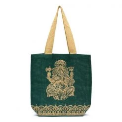 Matr Boomie Global Fair Trade Gifts Metallic Ganesha Jute Tote Handcrafted In India