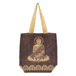 Matr Boomie Global Fair Trade Gifts Metallic Buddha Jute Tote Handcrafted In India