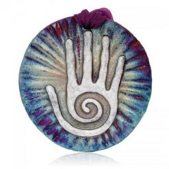 Raku Potteryworks New Arrivals! Healing Hand Medallion Ornament From Raku Pottery