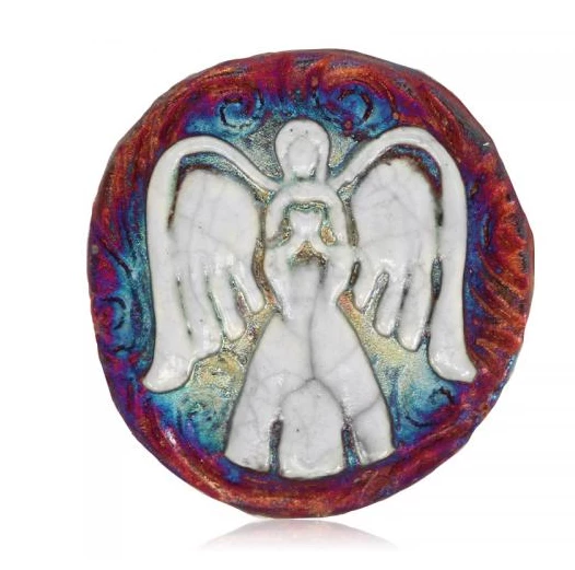 Raku Potteryworks Angel Gifts Angel Medallion Magnet From Raku Pottery 3 Raku Potteryworks Angel Gifts Angel Medallion Magnet From Raku Pottery