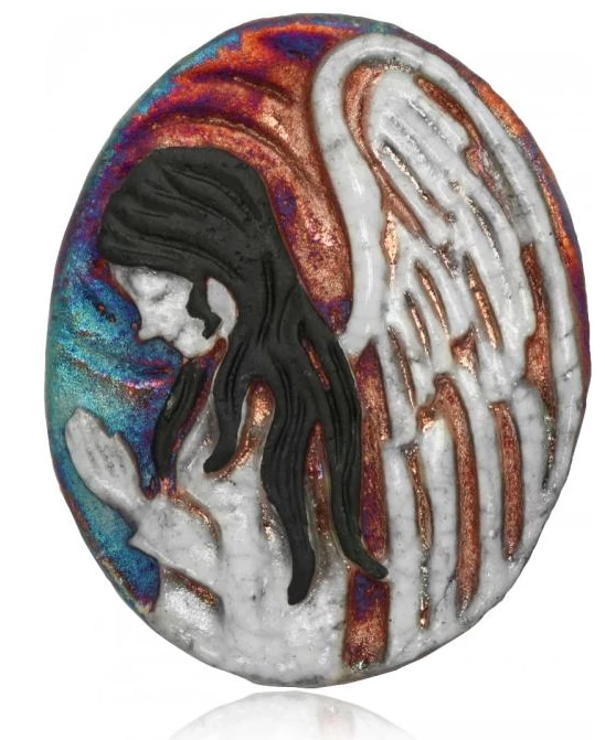Raku Potteryworks Angel Medallion Magnet From Raku Pottery Angel Gifts 3 Raku Potteryworks Angel Medallion Magnet From Raku Pottery Angel Gifts
