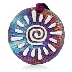 Raku Potteryworks Sun Medallion Ornament From Raku Pottery