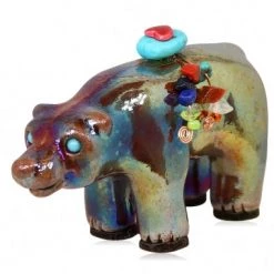 Raku Potteryworks Bear Medallion Magnet From Raku Pottery