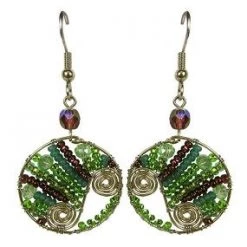 UPAVIM Crafts Round Wire Spirals And Bead Earrings Handcrafted In Guatemala Global Fair Trade Gifts