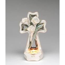 Discontinued Cala Lily Cross Candle Holder ~ Handcrafted Porcelain Gift Sale!