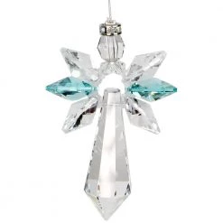 Woodstock Chimes Angel Gifts Blue Zircon ~ Crystal Guardian Angel Suncatcher