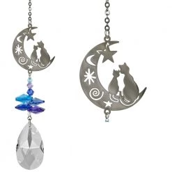 Woodstock Chimes Moon Cats ~ Crystal Fantasy Suncatcher
