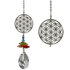Woodstock Chimes Flower Of Life ~ Crystal Fantasy Suncatcher Prisms & Hanging Crystals