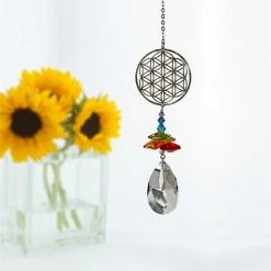 Woodstock Chimes Flower Of Life ~ Crystal Fantasy Suncatcher Prisms & Hanging Crystals