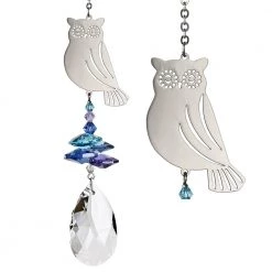 Woodstock Chimes Prisms & Hanging Crystals Wise Owl ~ Crystal Fantasy Suncatcher