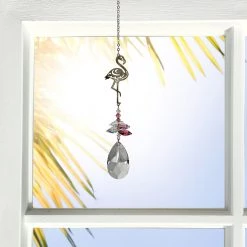 Woodstock Chimes Pink Flamingo ~ Crystal Fantasy Suncatcher