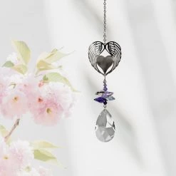 Woodstock Chimes Angel Wing Heart ~ Crystal Fantasy Suncatcher Angel Gifts