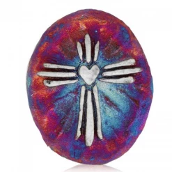 Raku Potteryworks New Arrivals! Cross Medallion Magnet From Raku Pottery