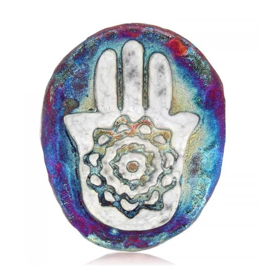 Raku Potteryworks Hamsa Medallion Magnet From Raku Pottery 3 Raku Potteryworks Hamsa Medallion Magnet From Raku Pottery