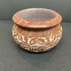 Om Imports Floral Carved Smudge Pot - 2.5'H, 4'D Metaphysical & Divination Gifts