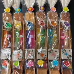 World Buyers Floral Colorful Incense Stick And Cone Wooden Boat Holder Gift Set With Ceramic Elephant Holder And Dish