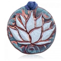 Raku Potteryworks New Arrivals! Lotus Medallion Ornament From Raku Pottery