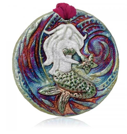 Raku Potteryworks Mermaid Medallion Ornament From Raku Pottery New Arrivals! 3 Raku Potteryworks Mermaid Medallion Ornament From Raku Pottery New Arrivals!