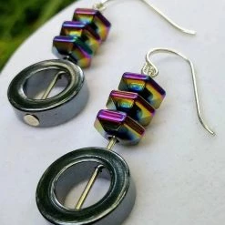 Dawn Welburn - Consignment Hematite And Rainbow Hematite Sterling Silver Earrings Local Artisan Handmade Gifts