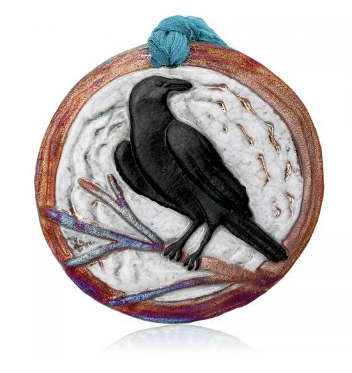 Raku Potteryworks Raven Medallion Ornament From Raku Pottery New Arrivals! 3 Raku Potteryworks Raven Medallion Ornament From Raku Pottery New Arrivals!