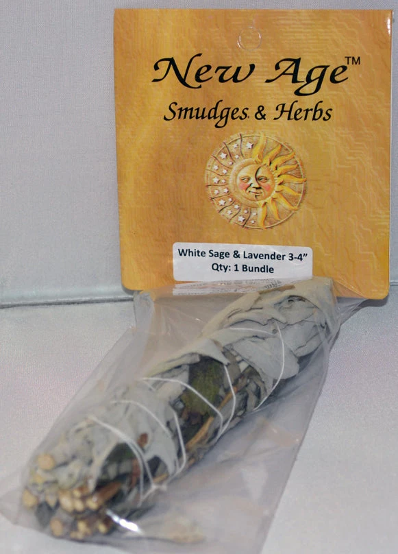 New Age Imports White Sage & Purple "Royal" Lavender Flower Smudge Stick (3-4") 3 New Age Imports White Sage & Purple "Royal" Lavender Flower Smudge Stick (3-4")