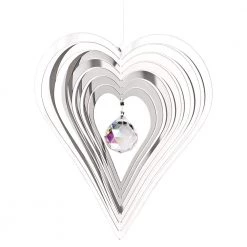 Woodstock Chimes Crystal Heart Shimmers Metal Suncatcher