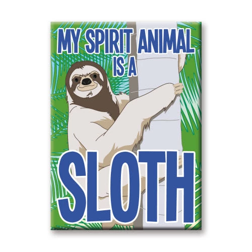 NMR My Spirit Animal Is A Sloth Flat Magnet 3 NMR My Spirit Animal Is A Sloth Flat Magnet