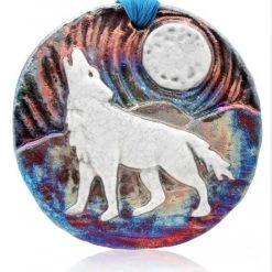Raku Potteryworks Wolf Medallion Ornament From Raku Pottery New Arrivals!